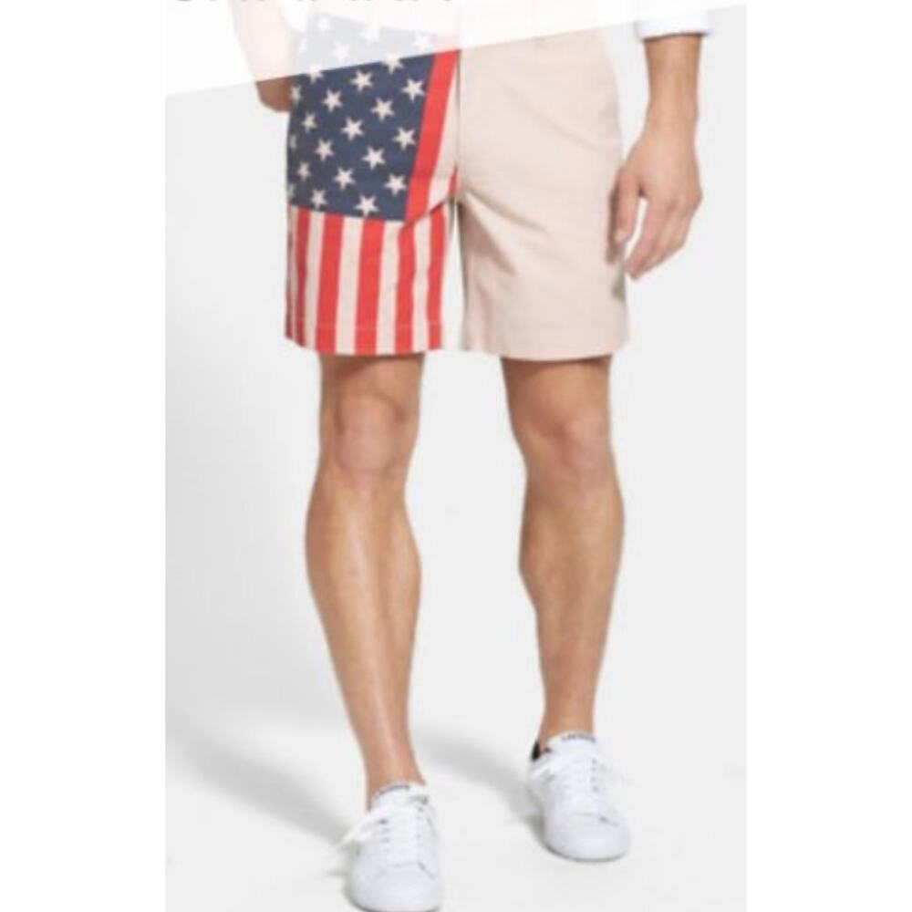 Bonobos Printed Flag Stonecutters Stars Stripe Shorts Mens 31 Khaki Patriotic